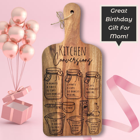 Kitchen Conversions Decorative Paddle Cutting Board SVG File-For Laser Engraving